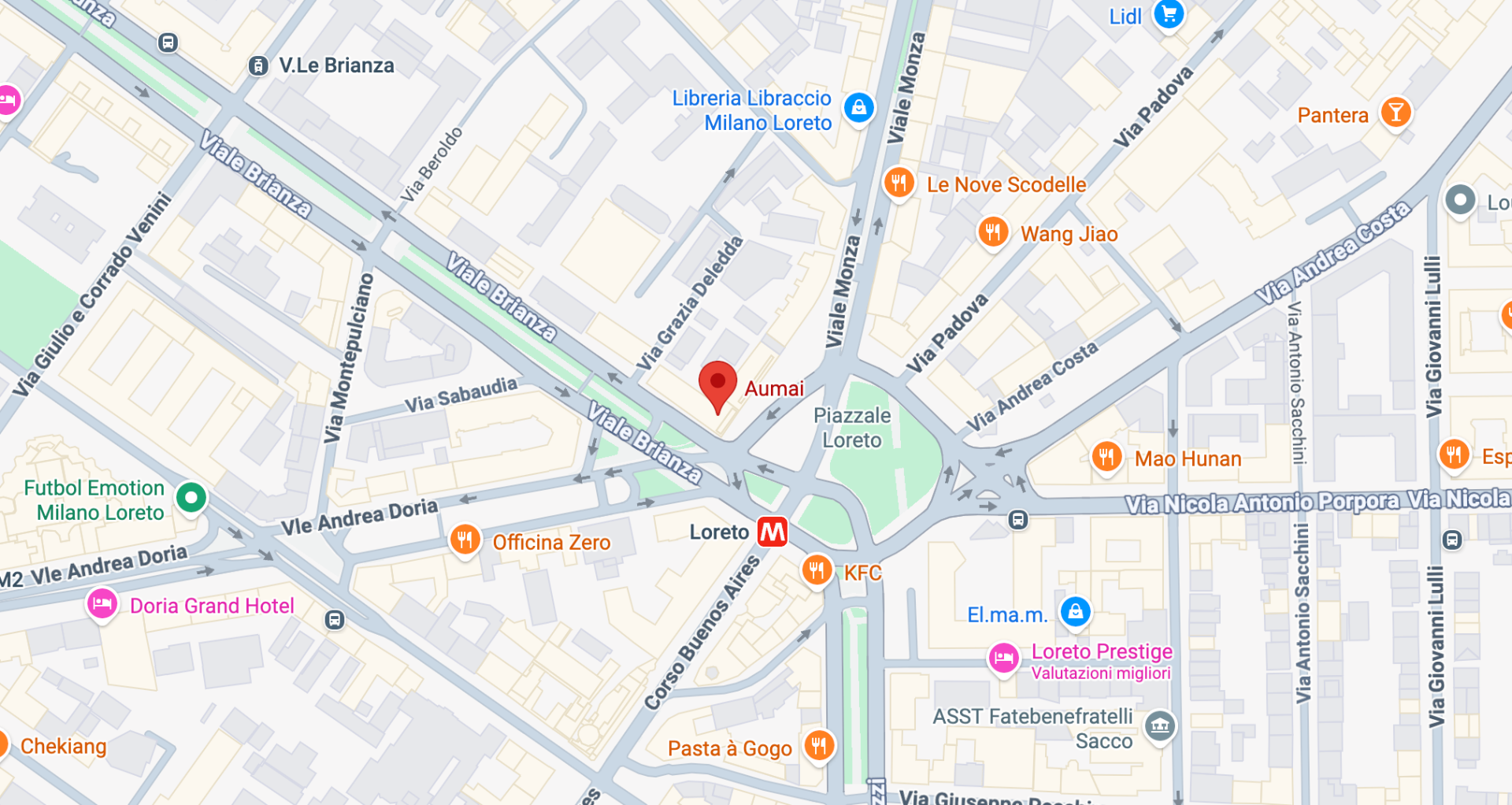 Posizione del negozio Aumai a Milano su Google Maps